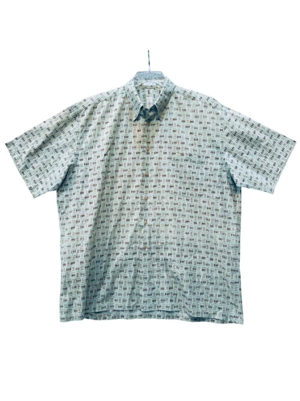 Vintage Burma Bibas 60s Single Lawn Retro XL Shirt SS Geometric Cotton Hong Kong